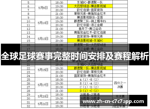 全球足球赛事完整时间安排及赛程解析 全球足球赛事完整时间安排及赛程解析